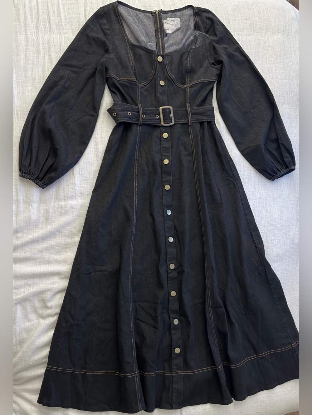 Petal & Pup Mateo Long Sleeve Denim Maxi Dress Black NWOT Size M - Picture 4 of 6